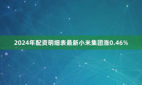 2024年配资明细表最新小米集团涨0.46%